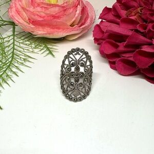 VINTAGE⚜️Sterling Silver Marcasite Filigree Ring